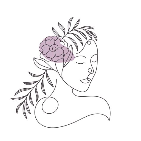 Drawn of woman face with flowers floral canvas - TenStickers
