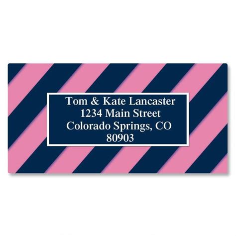 Navy and Pink Border Address Labels in 2022 | Custom address labels, Address labels, Return ...