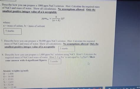 Solved Describe how you can prepare a 1000 ppm NaCl | Chegg.com