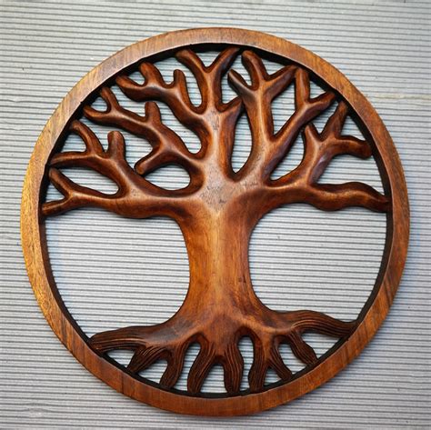 Hand Carved Wooden Tree of Life Wall Art Decorative Panel – Easternada