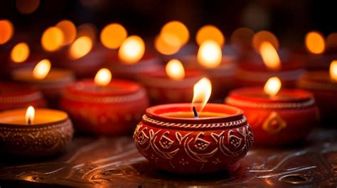 Premium AI Image | diwali colorful lamps and candles on the diwali ...