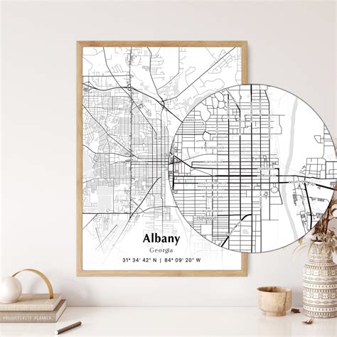 Albany City Map Print, Albany Georgia Map Poster, USA City Street Map ...