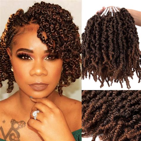 Packs Short Curly Spring Pre-twisted Braids Syntheti Crochet Hair Extensions 10 Inch 15 Strands ...