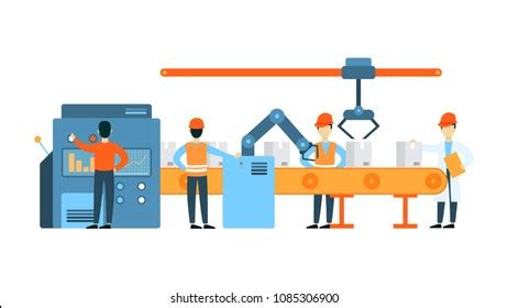 Conveyor Belt Illustration People Working On: เวกเตอร์สต็อก (ปลอดค่า ...