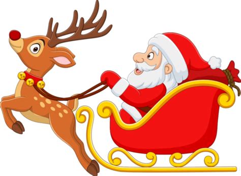 Christmas Santa Reindeer Vector Hd Images, Christmas Cartoon Santa With Reindeer Sleigh, Sack ...