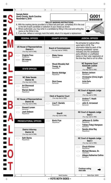 General Election sample ballot | Avery | averyjournal.com