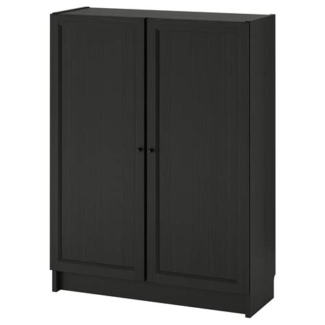 BILLY/OXBERG bookcase with doors black-brown 80x30x106 cm | IKEA Lietuva