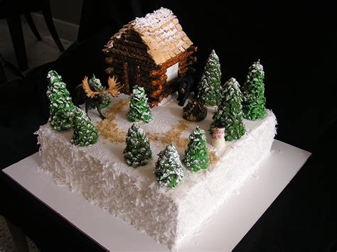 Cabin cake. | Christmas cake decorations, Camping cakes, Special cake