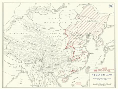 Second Sino-Japanese War. 1938-1939 Japanese advance in China 1959 old map