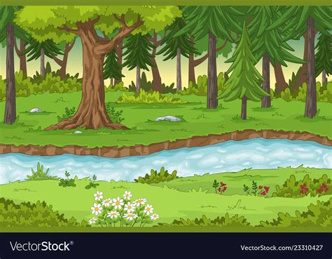 Cartoon forest landscape Royalty Free Vector Image