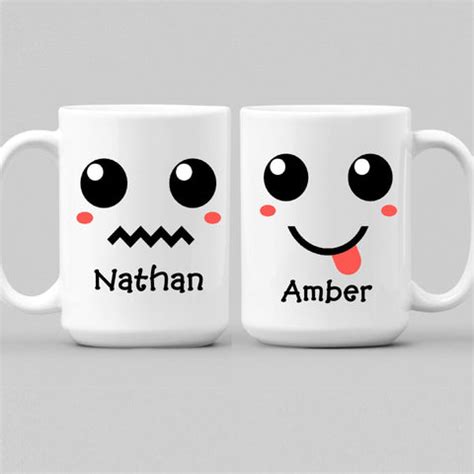 Cute Kawaii Emoji Couples Ceramic Mugs