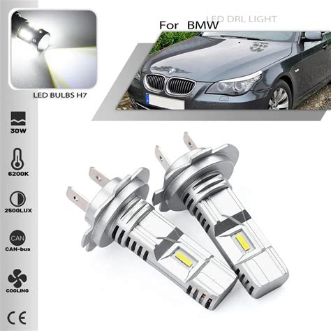 2PCS H7 Led canbus headlight Bulbs For BMW 5 E60 E61 touring 2003 2004 2005 2006 2007-2009 Car ...