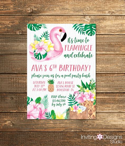 Paper Pool Party Invite Summer Party Invite 1st Birthday Birthday Invitation Tropical Birthday ...