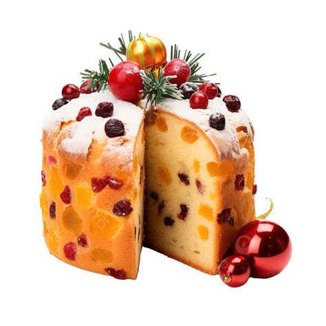 Traditional Christmas Cake Panettone With Fruits And Nuts With Christmas Decoration, Christmas ...