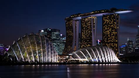 Photo Singapore night time Skyscrapers Cities 3840x2160