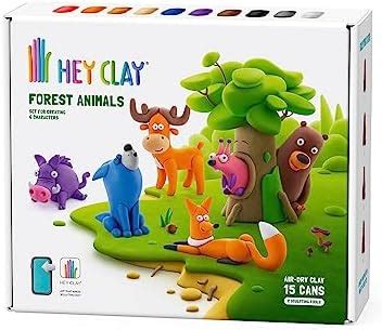 HEY CLAY Forest Animals Set - Colourful Modeling Air Dry Clay for Kids - Air Dry Clay Kit 15 ...