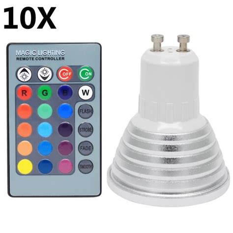 10X GU10 Ampoule de Couleur 3W RGB LED Lampe LED Multicolore 16 Changement de couleur AC85-265V ...