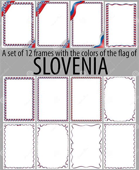 Set of 12 Frames with the Colors of the Flag of Slovenia Stock Vector ...