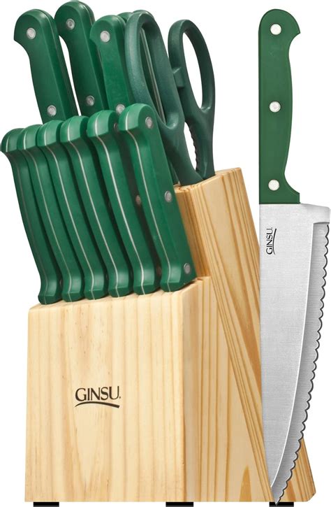 Amazon.com: Ginsu Essential Series 14-Piece Stainless Steel Serrated Knife Set – Cutlery Set ...