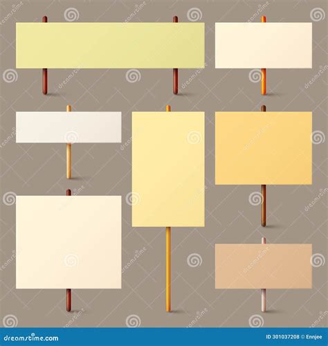 Blank Colorful Protest Sign with Wooden Holder. Realistic Vector ...