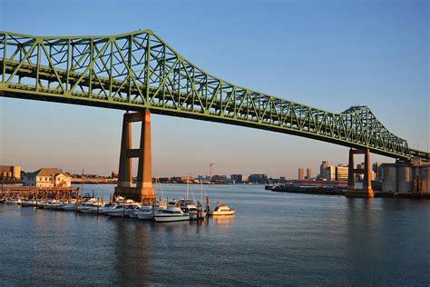 The Tobin Bridge Into The Sunset Chelsea Yacht Club Photograph by Toby McGuire