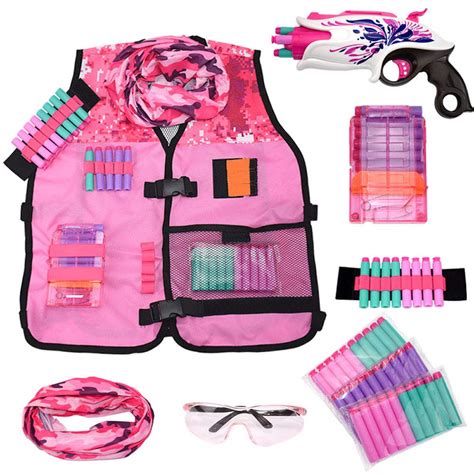 Buy Girls Pink Vest Set with for Nerf Rebelle and N-Strike Elite Series with 30 Refill Darts ...