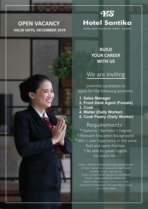 Hotel Santika TMII Jakarta - HHRMA Hotel Job Vacancy Indonesia