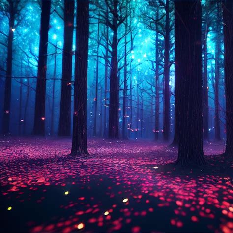 Premium Photo | Enchanted magical forest with fireflies or lightning bug