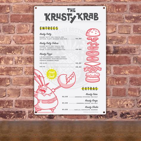 The Krusty Krab Menu Metal Sign – SpongeBob SquarePants Shop