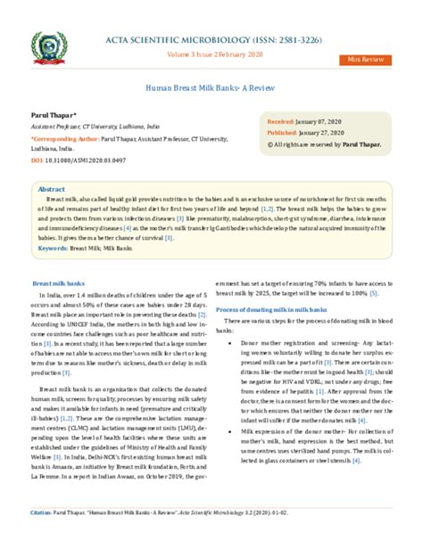 (PDF) Human Breast Milk Banks-A Review | Dr. Parul Thapar - Academia.edu