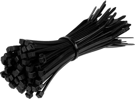 100 Pack of Black Cable Ties – 200mm x 4.8mm – 8 inch Premium Nylon Cable Tie Wraps by ...