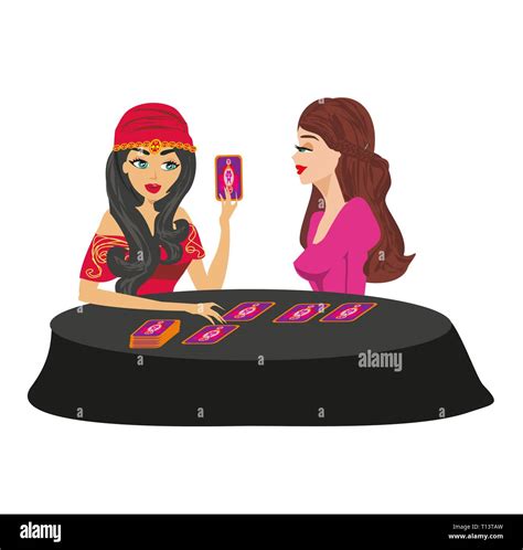 fortune teller forecasting future with tarot cards Stock Vector Image ...