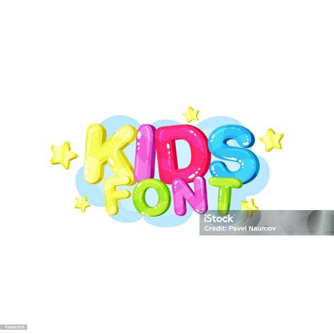 Kids Font Bright Glossy Colorful Logo Vector Illustration On A White ...