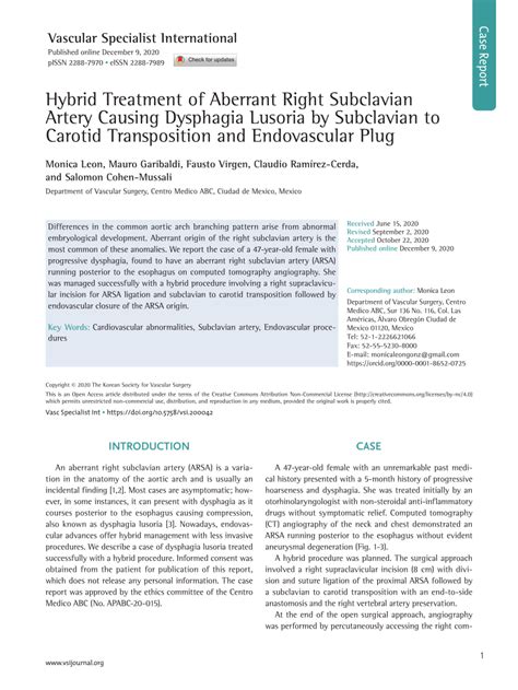 (PDF) Hybrid Treatment of Aberrant Right Subclavian Artery Causing ...