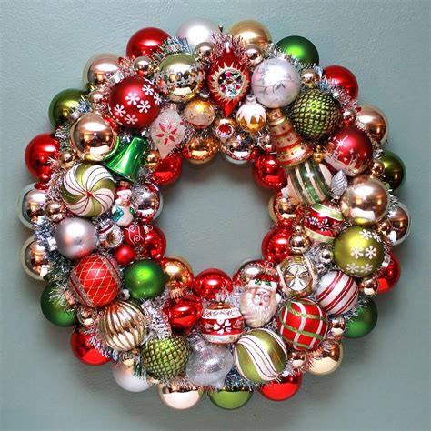 Vintage Christmas Ball Wreath Mercury Glass Wreath by judyblank