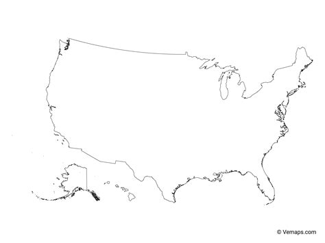 Outline Map of the United States | Free Vector Maps