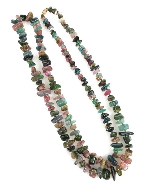 Lot - 14K Gold Polished Multi Color Stone Necklace