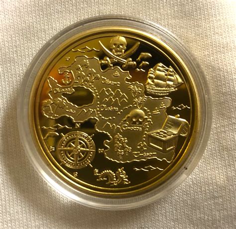 Pirate Gold Coins - Commemorative Piece with Treasure Map! - Pirate Gold Coins