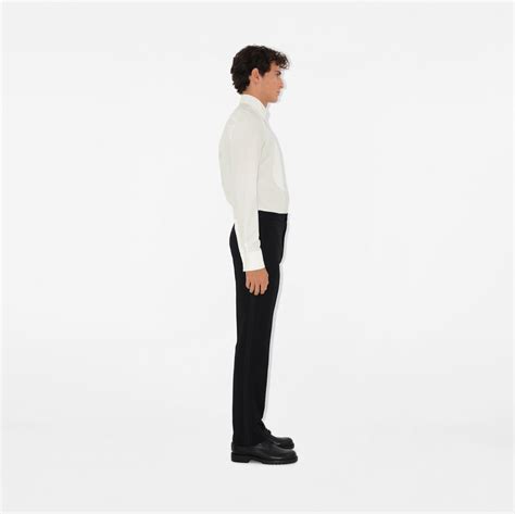 Slim Fit Cotton Silk Tuxedo Shirt in Natural white - Men | Burberry® Official