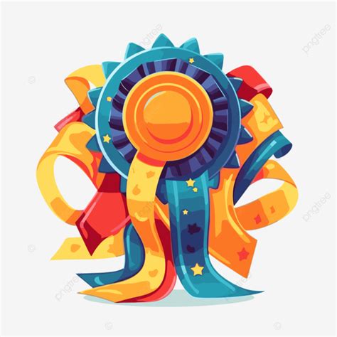 Prize Ribbon Vector, Sticker Clipart Trophy Ribbon In Colorful Colors ...