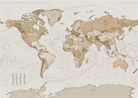 Earth Map mural by Komar - X7-1015 - Sepia Tones World Map