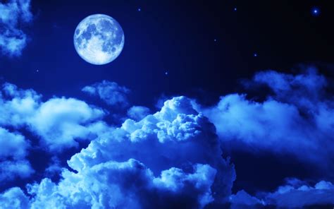 Beautiful Night Sky With Full Moon