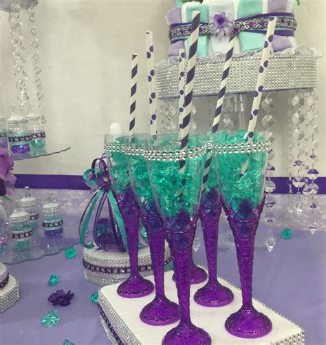 Great way to display candy in champagne flutes! Mermaid Birthday Party, Mermaid Party, Baby ...