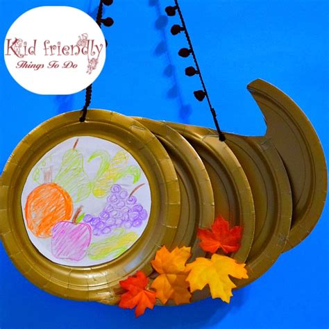 Paper Plate Cornucopia Craft for a Kid's Thanksgiving Craft