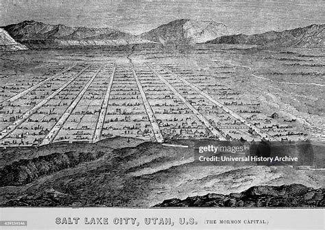 Illustration depicting the headquarters of the Mormon sect in Salt ...