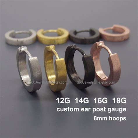 Custom gauged earrings for men Gauge hoop earrings 12G 14G