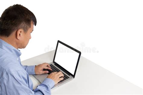 Asian Man Typing on His Laptop Behind a Desk Stock Image - Image of asian, background: 45966835