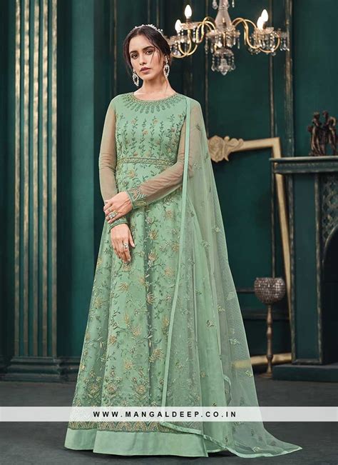 Pista Green Color Net Anarkali Suit Salwar Kameez | ubicaciondepersonas.cdmx.gob.mx