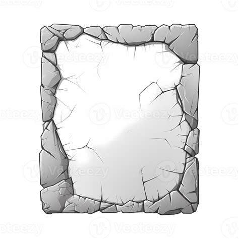 Stone tablet rock banner with cracked elements for game UI 29239227 PNG