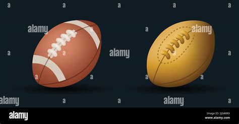 Rugby Ball vector Emoji illustration set. 3d cartoon Style Ball ...